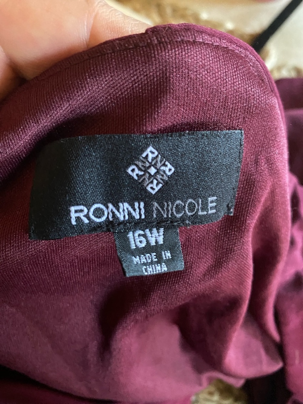 Ronni Nicole Sleeveless Wine Faux-Wrap Midi Dress with Rosette - Picture 6 of 7